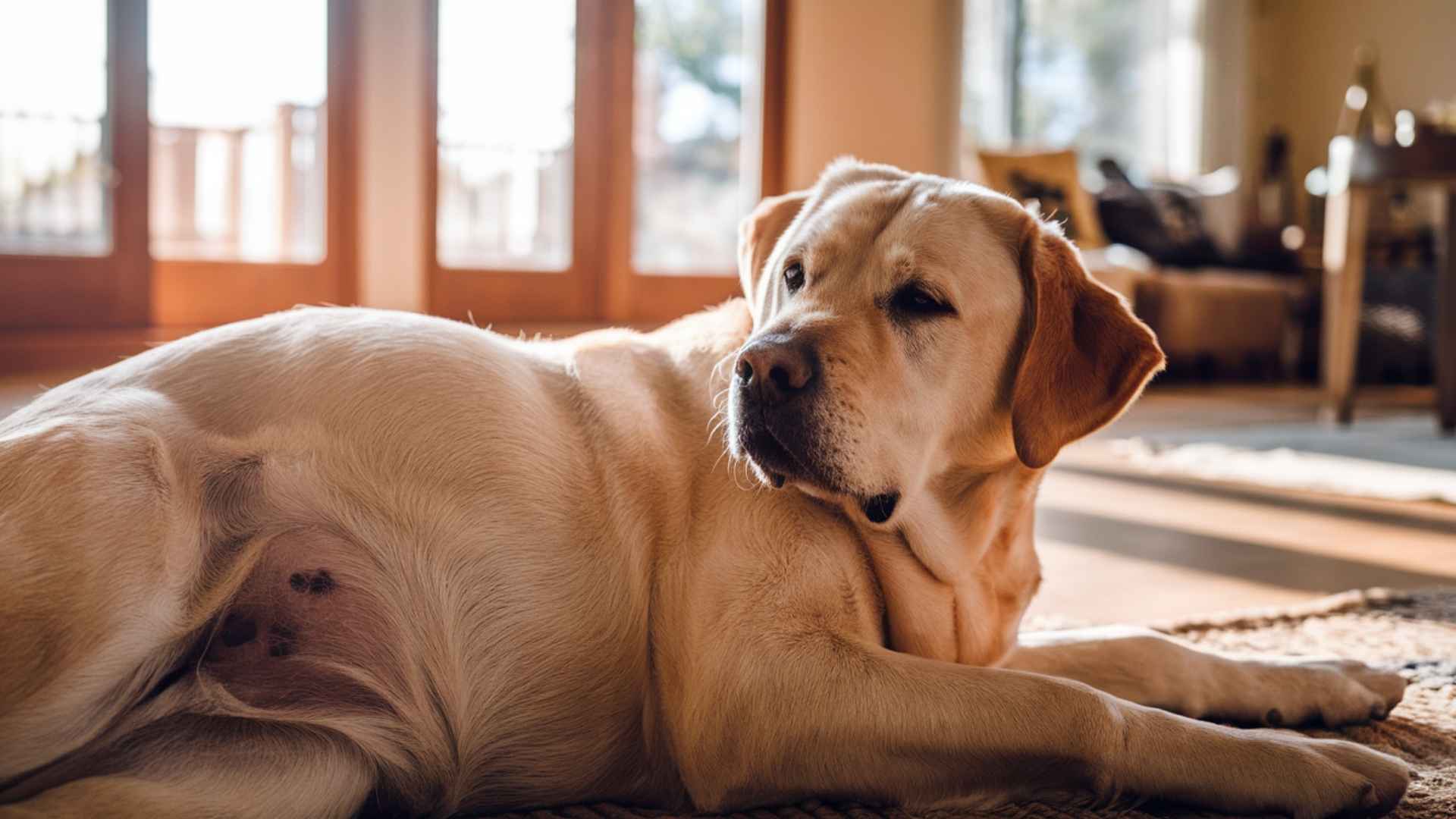 perrita embarazada tumbada